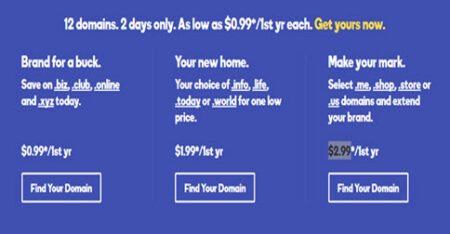 godaddy domains 99 cent flash sale