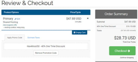 hawkhost 40% one time discount coupon