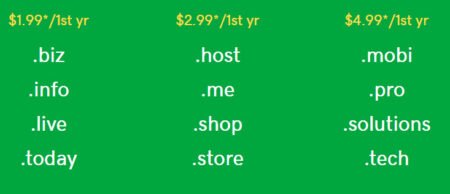 godaddy domains starting at 1usd