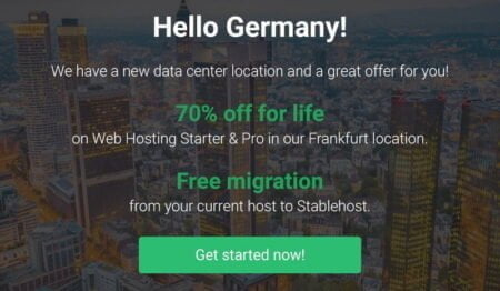 stablehost 70 off Frankfurt Germany location