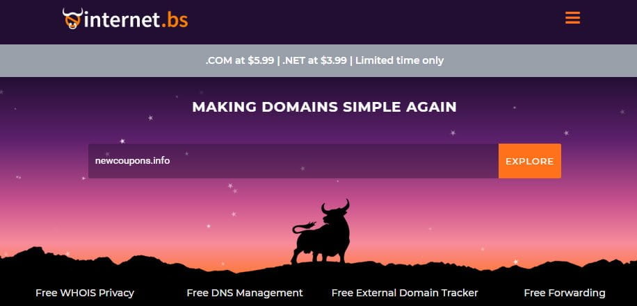 InternetBS &#8211; $5.99 .COM And $3.99 .NET Registrations