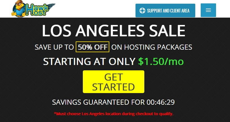 HawkHost Los Angeles Sale &#8211; Save 50% &#8211; From $1.50/Mo