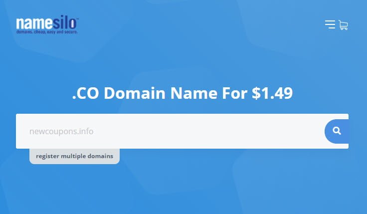 NameSilo &#8211; $1.49 .CO Domain Reigistration Promo