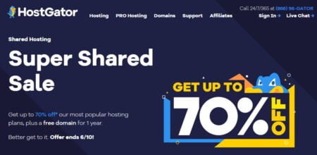 hostgator summer sale 70 off