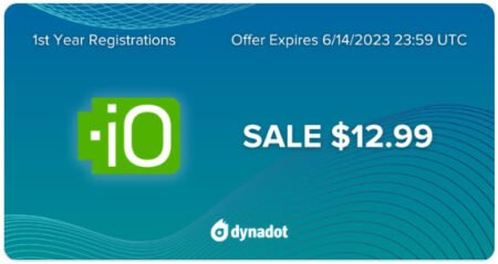 .IO Domain On Sale $12.99 at Dynadot