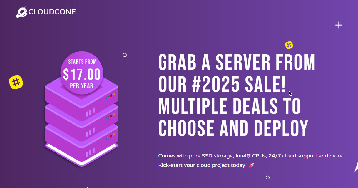 CloudCone Hashtag 2025 Sale &#8211; Grab KVM VPS From $17/Yr